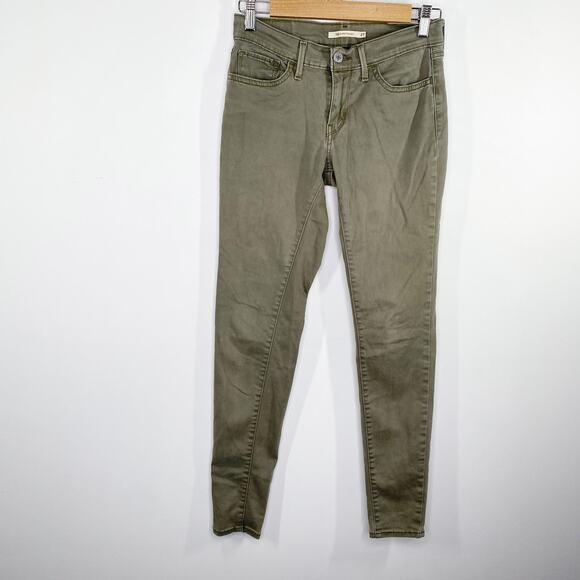 Levi's 710 Super Skinny Soft Kalamata Green Sateen Jeans Women's Size 27 x 30 - Picture 2 of 11